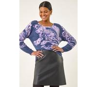 Roman Jumper for Women UK - Ladies Hotfix Detail Knit Knitwear Knitted Soft Everyday Holiday Spring Summer Round Neckline Comfy Soft Evening Vacation Work Party - Navy - Size 16