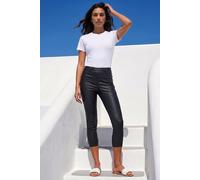 Roman Metallic Coated Crop Jeggings In Black Black