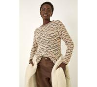 Roman Metallic Curved Hem Knit Jumper In Beige Beige
