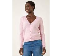 Roman Originals Metallic Trim Knit Cardigan for Women UK - Ladies Everyday Autumn Winter V-Neckline Comfy Soft Evening Vacation Work Party Night Out - Pink - Size 16
