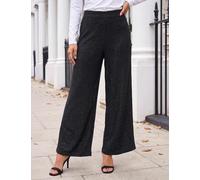 Roman Metallic Wide Leg Trousers with Stretch Black