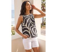 Roman Women's Mono Abstract Print Shell Top in Black | Size: 18 Roman Black 18