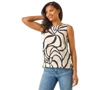 Roman Mono Abstract Print Shell Top In Ivory Ivory 18