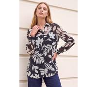 Roman Women's Mono Floral Longline Blouse in Black | Size: 14