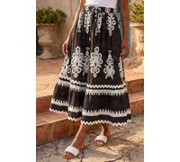 Roman Mono Print Maxi Skirt In Black Black