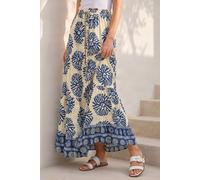 Roman Mono Print Tiered Maxi Skirt In Navy Navy