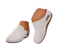 Roman Mule For Women UK - Summer Low Wedge Clogs Walking Shoes Wide Fit Closed Toe Backless Slippers Retro Comfortable Orthopedic Sandals With Arch Support Soft Non-Slip Footwear For Everyday