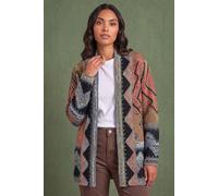 Roman Nordic Pattern Cardigan In Brown Brown