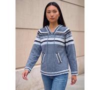 Roman Nordic Pattern Hoodie With Wool Blue Mix