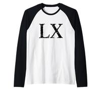 Roman Numeral 60 LX ~ Sixty Raglan Baseball Tee