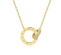 Roman Numeral Medal Pendant Women's 14K Gold Plated 925 Sterling Silver Moissanite Necklace