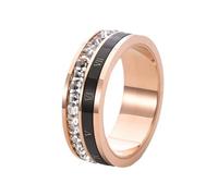 Roman Numeral Spinner Ring for Men Women - Rotatable Stainless Steel Band with Cubic Zirconia Stones & Black Rotating Strip Fashion Jewelry, Acrylic, No Gemstone