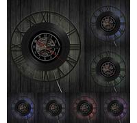 Roman Numerals Numbers Simple Wall Clock Vintage Style Vinyl Record Wall Clock Modern Design Home Decor Decorative Wall Watch With LED