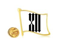 roman numerals twelve in black Golden Metal Flag Lapel Pin Badge