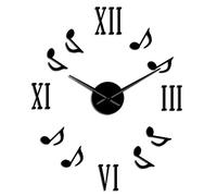 Roman Numerals With Musical Notes Giant Luxury Wall Clock Large Wall Clock Modern Big Needle Clock Watch DIY Enthusiasts Gift(Black,37inch)