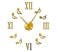 Roman Numerals With Musical Notes Giant Luxury Wall Clock Large Wall Clock Modern Big Needle Clock Watch DIY Enthusiasts Gift(Gold,47inch)