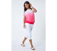 Roman Ombre Chiffon Overlay Blouson Top In Coral Coral 14