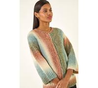 Roman Originals Ombre Sparkly Knit Jumper for Women UK - Ladies Everyday Autumn Winter Crew Neckline Comfy Soft Evening Vacation Work Party Night Out - Blue - Size 12