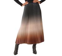 Roman Ombre Pleated Stretch Skirt In Dark Brown Dark Brown 12