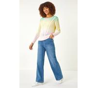 Roman Originals Ombre Stitch Knit Jumper for Women UK - Ladies Everyday Autumn Winter Round Neckline Comfy Soft Evening Vacation Work Party Night Out - Multi - Size 16