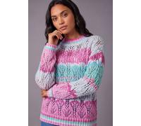 Roman Women's Ombre Stripe Knit Jumper in Pink | Size: 16