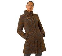 Roman Orginals Flock Coat for Women UK - Ladies Everyday Autumn Winter Funnel Neckline Comfy Soft Evening Vacation Work Party Night Out - Brown - Size 14
