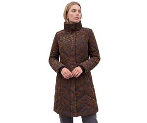 Roman Orginals Flock Coat for Women UK - Ladies Everyday Autumn Winter Funnel Neckline Comfy Soft Evening Vacation Work Party Night Out - Brown - Size 12
