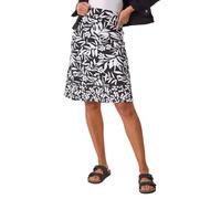 Roman Originals A-Line Skirt for Womens UK - Ladies Knee Length Skirts Stretchy Elasticated Waist Smart Casual Work Cotton Contrast Detail Shape Spring Summer Holiday - Noir Palm - Size 10