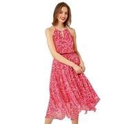 Roman Originals Abstract Print Halter Neck Midi Dress for Women UK - Ladies Everyday Holiday Spring Summer Comfy Soft Evening Vacation Work Party - Red - Size 18