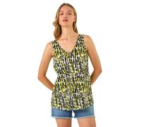 Roman Originals Abstract Print Stretch Jersey Cami Top for Women UK - Ladies Everyday Holiday Spring Summer V Neckline Comfy Soft Evening Vacation Work Party - Lime - Size 18