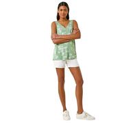 Roman Originals Abstract Print Stretch Jersey Cami Top for Women UK - Ladies Everyday Holiday Spring Summer V Neckline Comfy Soft Evening Vacation Work Party - Green Paisley - Size 12