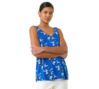 Roman Originals Abstract Print Stretch Jersey Cami Top for Women UK - Ladies Everyday Holiday Spring Summer V Neckline Comfy Soft Evening Vacation Work Party - Royal Blue - Size 12