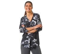 Roman Originals Abstract Spot Print V-Neck Tunic Top for Women UK - Ladies Everyday Holiday Spring Summer V-Neckline Comfy Soft Evening Vacation Work Party - Grey - Size 12