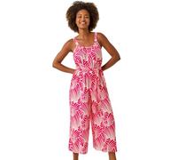 Roman Originals Abstract Strappy Jumpsuit for Women UK - Ladies Everyday Holiday Spring Summer V-Neckline Comfy Soft Evening Vacation Work Party - Pink - Size 14