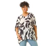 Roman Originals Animal Print V-Neck Top for Women UK - Ladies Everyday Holiday Spring Summer V-Neckline Comfy Soft Evening Vacation Work Party - Black Plus - Size 20