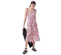 Roman Originals Aztec Print Burnout Frill Dress for Women UK - Ladies Everyday Holiday Spring Summer Square Neckline Comfy Soft Evening Vacation Work Party - Pink - Size 20