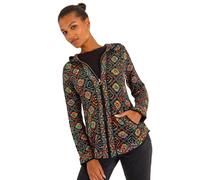 Roman Originals Aztec Zip Front Hooded Cardigan for Women UK - Ladies Everyday Autumn Winter Comfy Soft Evening Vacation Work Party Night Out - Multi - Size 16