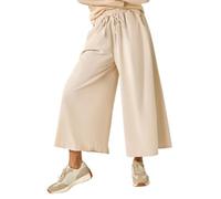 Roman Originals Baby Corduroy Wide Leg Culotte for Women UK - Ladies Everyday Autumn Winter Comfy Soft Evening Vacation Work Party Night Out - Stone - Size M