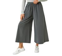 Roman Originals Baby Corduroy Wide Leg Culotte for Women UK - Ladies Everyday Autumn Winter Comfy Soft Evening Vacation Work Party Night Out - Charcoal - Size S