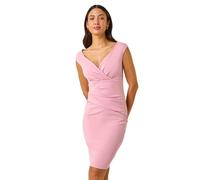 Roman Originals Bardot Wrap Front Dress for Women UK - Ladies Everyday Holiday Spring Summer V-Neckline Comfy Soft Evening Vacation Work Party - Light Pink - Size 18