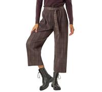 Roman Originals Belted Check Culotte Trousers for Women UK - Ladies Everyday Autumn Winter Comfy Soft Evening Vacation Work Party Night Out - Grey Pink - Size 18