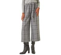 Roman Originals Belted Check Culotte Trousers for Women UK - Ladies Everyday Autumn Winter Comfy Soft Evening Vacation Work Party Night Out - Grey - Size 14