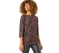 Roman Originals Blouson Top for Women UK Ladies Drop Shoulder Long Sleeve Jersey Stretchy Oversized Casual Office Jumper Soft Everyday Sweater Lounge Sweatshirt Blouses - Bronze - Size 20