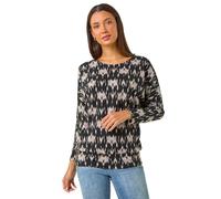 Roman Originals Blouson Top for Women UK Ladies Drop Shoulder Long Sleeve Jersey Stretchy Oversized Casual Office Jumper Soft Everyday Sweater Lounge Sweatshirt Blouses - Dark Grey Noir - Size 18