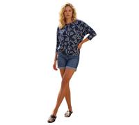 Roman Originals Blouson Top for Women UK Ladies Drop Shoulder Long Sleeve Jersey Stretchy Oversized Casual Office Jumper Soft Everyday Sweater Lounge Sweatshirt Blouses - Floral Blue - Size 10