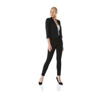 Roman Originals Bolero Jacket for Women UK Ladies Shrug Tailored Rochette Suit Blazer Formal Wedding Guests Crepe Crop Stretch Smart Cover Up Office Work Slim Edge to Edge - Black - Size 12