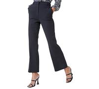 Roman Originals Bootleg Trousers for Women UK - Ladies Bootcut Stretch Everyday Holiday Autumn Winter Pull-On Side Pockets Comfy Soft Vacation Evening Office Work - Black Short (70 CM) - Size 10
