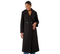 Roman Originals Borg Single Breasted Coat for Women UK - Ladies Everyday Autumn Winter Collar & Revere Comfy Soft Evening Vacation Work Party Night Out - Black - Size 14