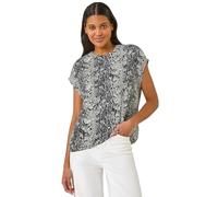 Roman Originals Bubble Hem Top for Women UK - Ladies Spring Summer Blouson Round Neckline Comfy Soft Evening Vacation Work Party Night Out Everyday