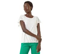 Roman Originals Burnout Bubble Hem Top for Women UK - Ladies Everyday Holiday Spring Summer Round Neckline Comfy Soft Evening Vacation Work Party - Ivory - Size 16